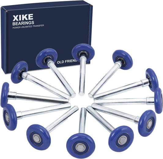XiKe 12 Pack Blue 2" Nylon Garage Door Roller 4" Stem, Quiet/Durable and High Load, Use 6200-2RS Double Seals Precision Bearings.