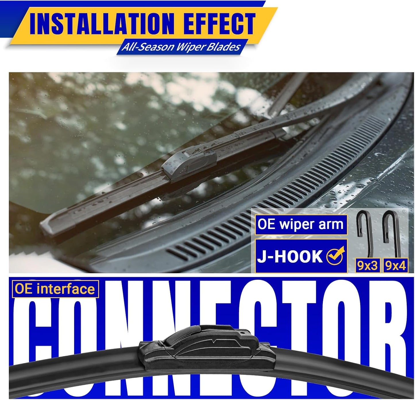 3 wipers Replacement for 2011-2015 Kia Sorento/2010-2019 Kia Soul/2018-2019 Kia Soul EV, Windshield Wiper Blades Original Equipment Replacement - 24"/20"/11" (Set of 3) U/J HOOK