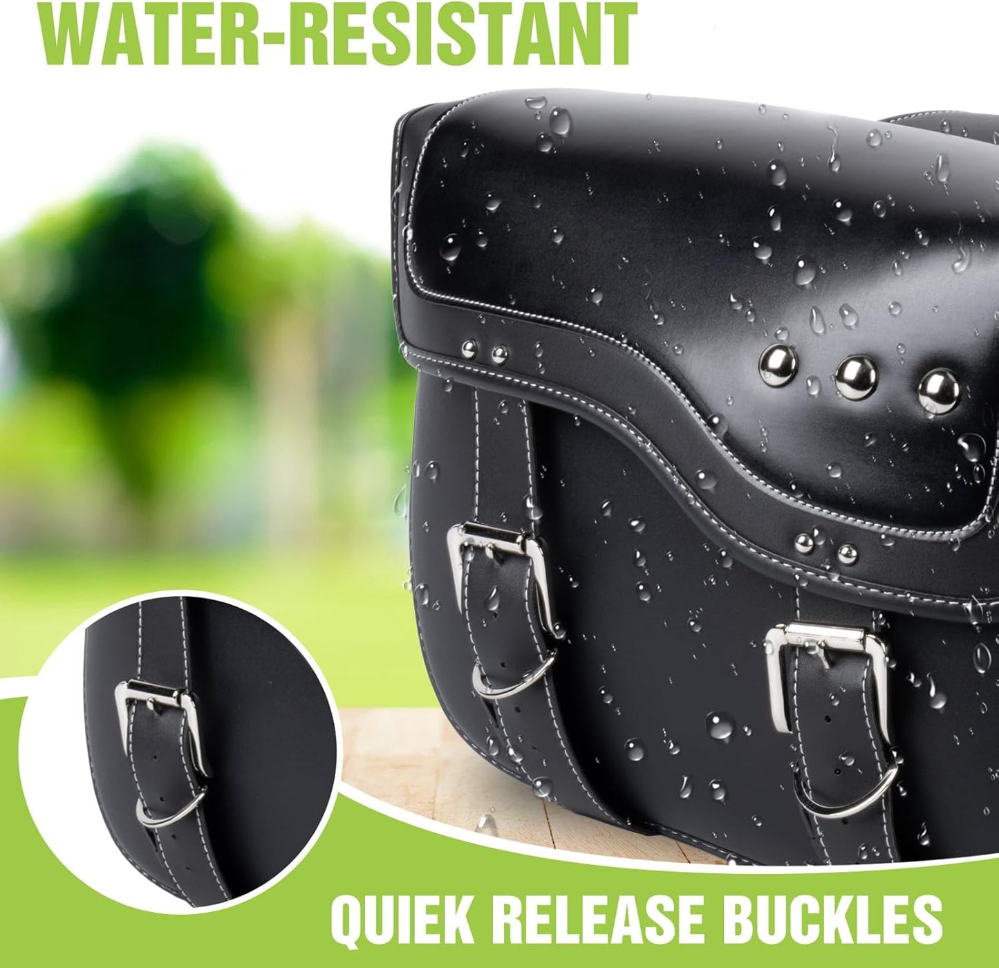 30L Motorcycle Saddlebags Water-Resistant PU Leather Storage for Harley Sportster Softail Dyna Honda Shadow | Quick-Install Design with Reinforced Straps | Universal Fit Large Capacity Luggage Bags