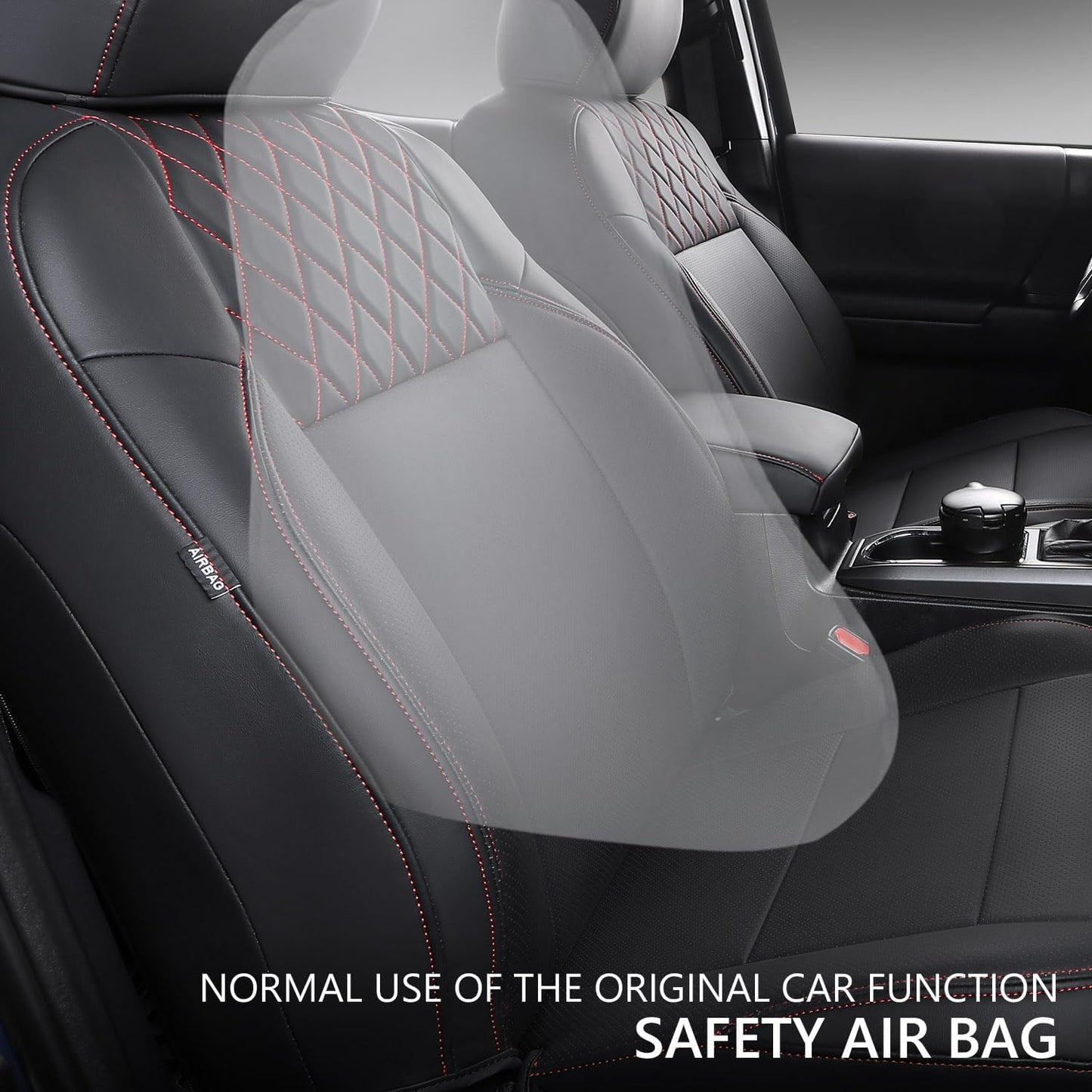 PTYYDS Seat Covers Compatible with 2016-2023 Toyota Tacoma Seat Covers Replacement for 16-23 Tacoma SR5 TRD Off Road Limited Accessories(Full Set,Black+Red)