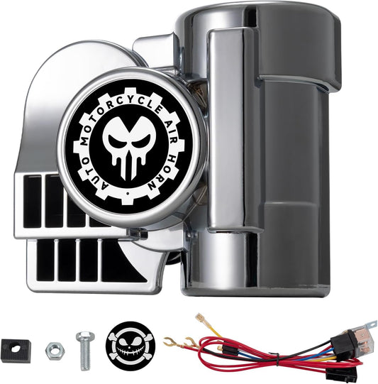 12V Snail Air Horn Train Horn for Motorcycle,Super Loud Air Horn Kit with Truck and Car, Motorbike Compatible - 150DB Train Sound for Boats & Pickups