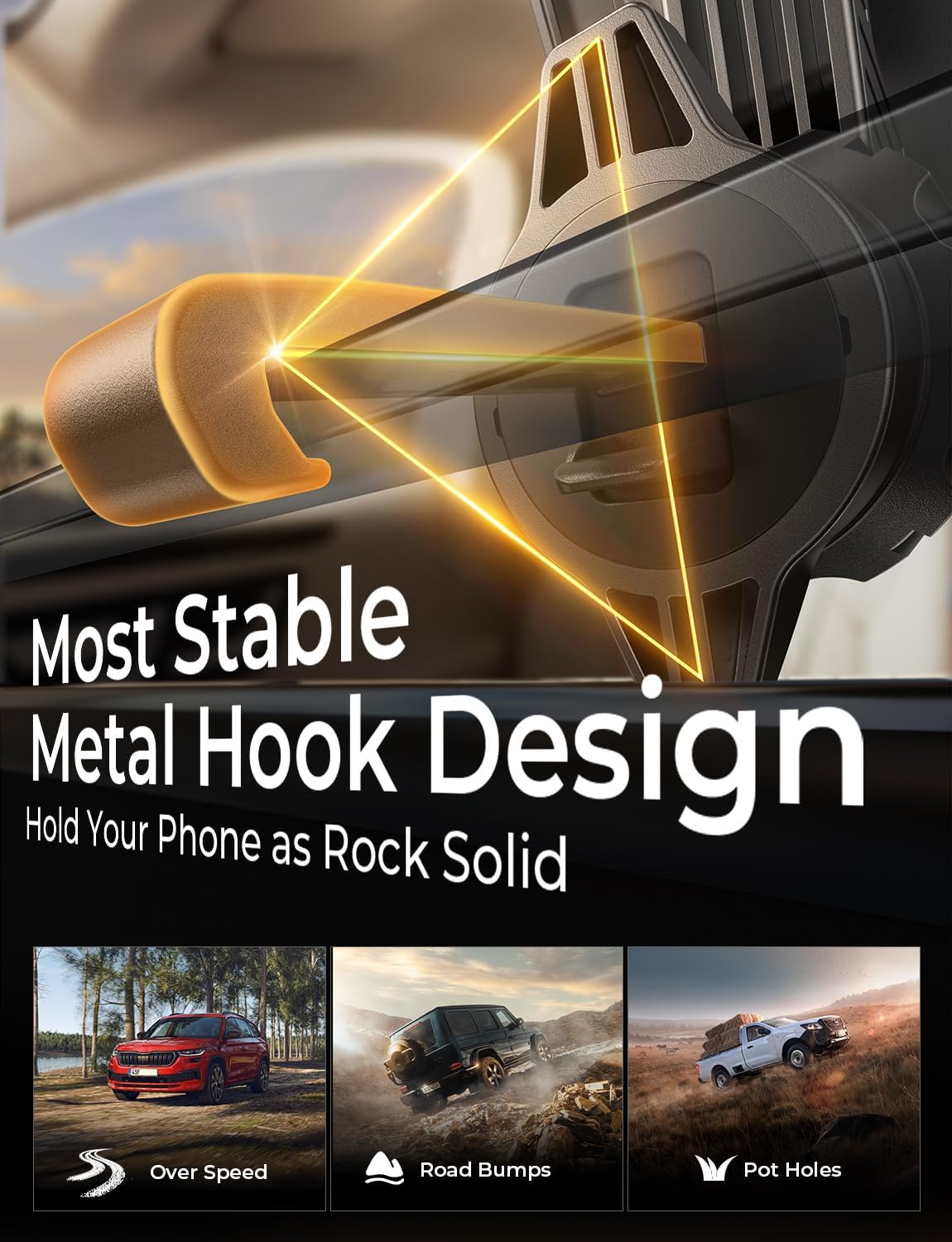 LISEN Phone Mount for Car Vent [Never Blocking] Rotatable Car Phone Holder Air Vent Clip 2024 Hands Free Cell Phone Car Mount for iPhone 15 Pro Max Plus 14 13 12 Samsung Android, Silver