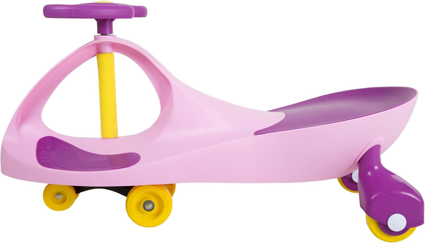 Wiggle Car - Ride on Toy for Ages 3 and Up - Toddler Ride on Toys with no Batteries, Gears, or Pedals Just Twist, Wiggle, and Go by Lil’ Rider (Pink)