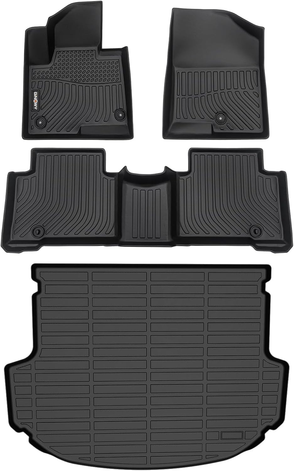 GINOWY- Floor Mats & Cargo Liner for Hyundai Santa FE Sport 2013-2018, TPE Rubber All Weather Protection Mats Santa Fe Sport, Anti-Slip Waterproof Trunk Mat Car Floor Liners Accessories, Black