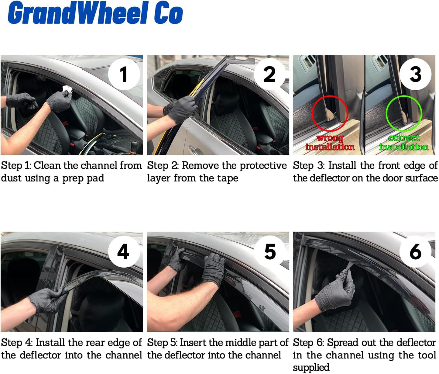 Window Deflectors Smoke Tinted In-Channel Side Window Vent Visor Deflectors Rain Guards Compatible with Cherokee 2014-2023 4pcs. -GW0098