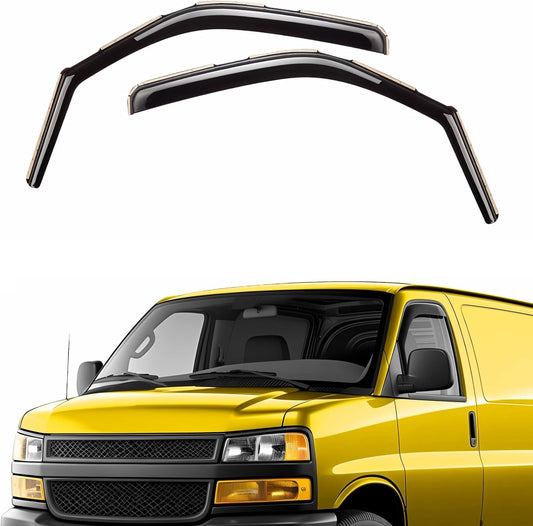 Extra Durable Window Deflectors in-Channel Visors Rain Guards Fit for Chevrolet (Chevy) Express Van 1996-2025, Sun Visors, Wind Vent for Shades, Exterior Car Accessories - 2pcs. AG0420