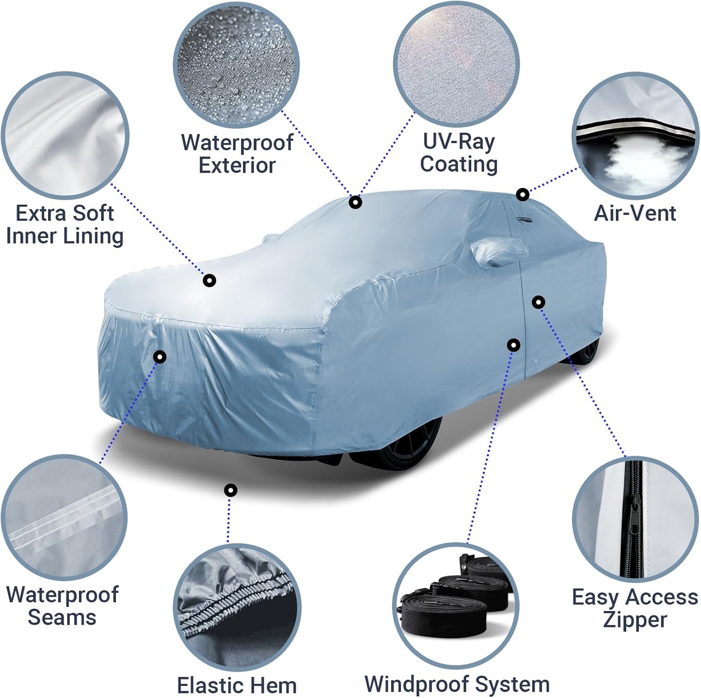 iCarCover Custom Car Cover for Hyundai Genesis Coupe 2010-2016, Waterproof All-Weather Rain Snow UV Sun Protector Full Exterior Weatherproof Indoor Outdoor Car Cover with Strap