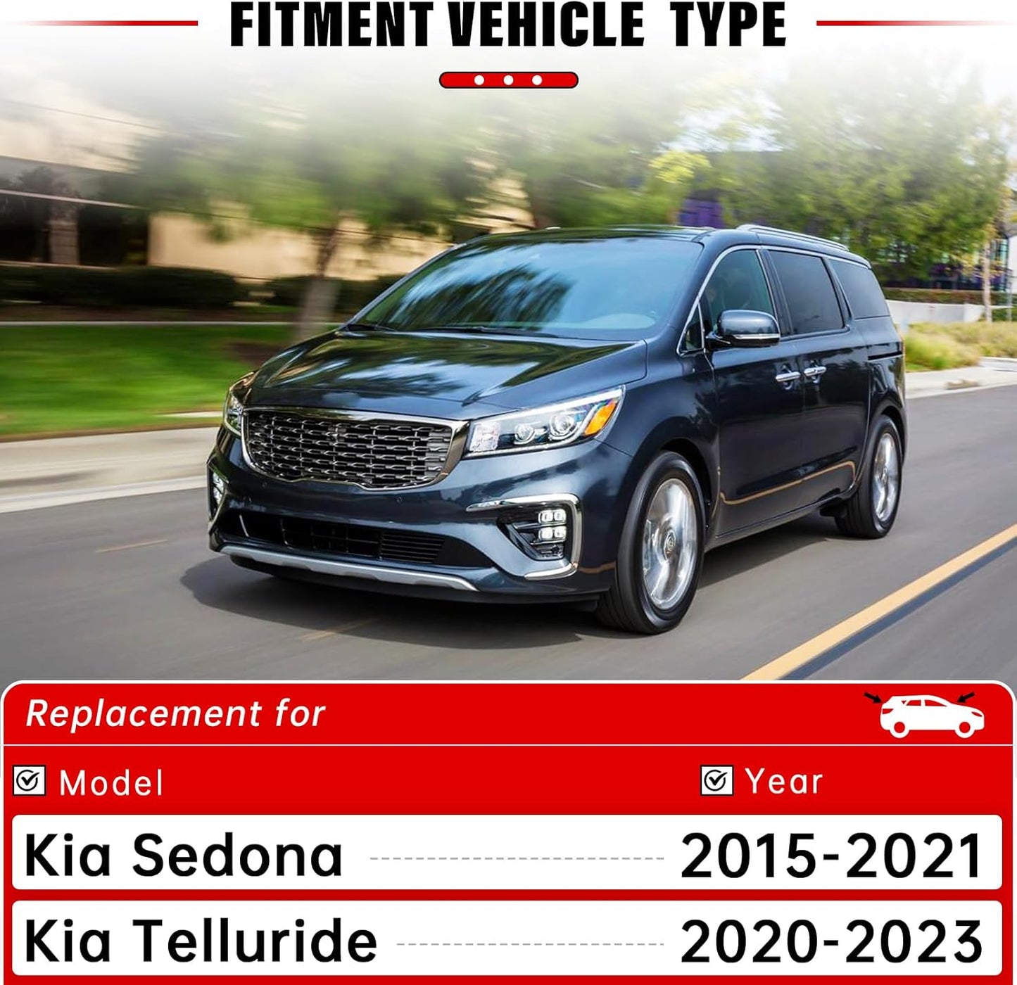 Windshield Wiper Blades Replacement for 2015-2021 Kia Sedona / 2020-2023 Kia Telluride Original Factory Quality Front Rear Wipers Blade Set for My Car - 26" 18" 13" (Pack of 3)