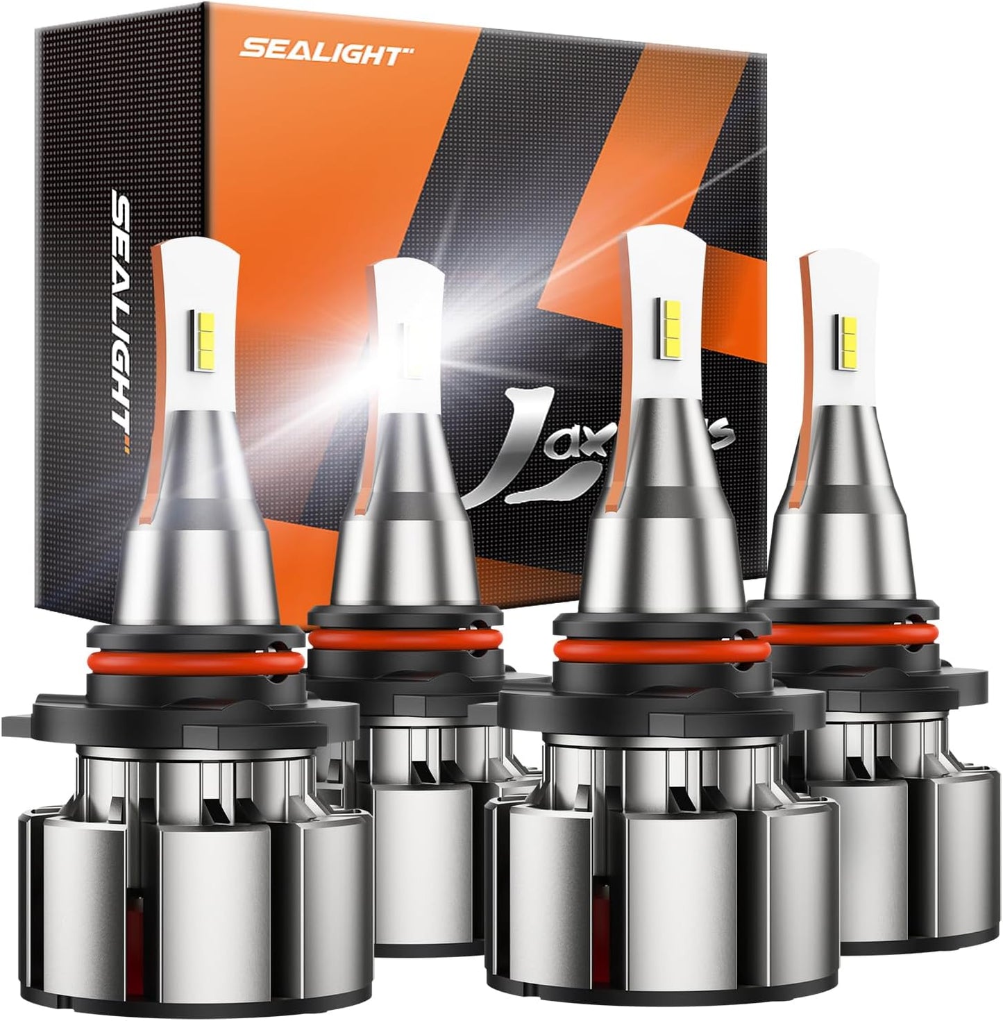 SEALIGHT 9005 9006 Led Bulbs Combo, 72000LM 800% Brightness 9005/HB3 High 9006/HB4 Low Dual Beam Bulbs, 6000K Cool White with Silent Fan, IP68, 360° Adjustable, Pack of 4