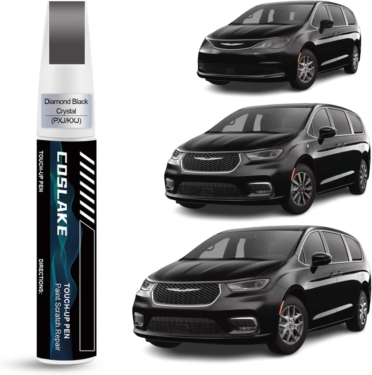 Car Touch Up Paint(Diamond Black Crystal(PXJ/KXJ)) for Chrysler, Car Paint Scratch Repair Kit, Quick & Easy Solution to Repair, 2 in 1 Scratch Remover Pen with 2PCS Disposable Micro Applicators