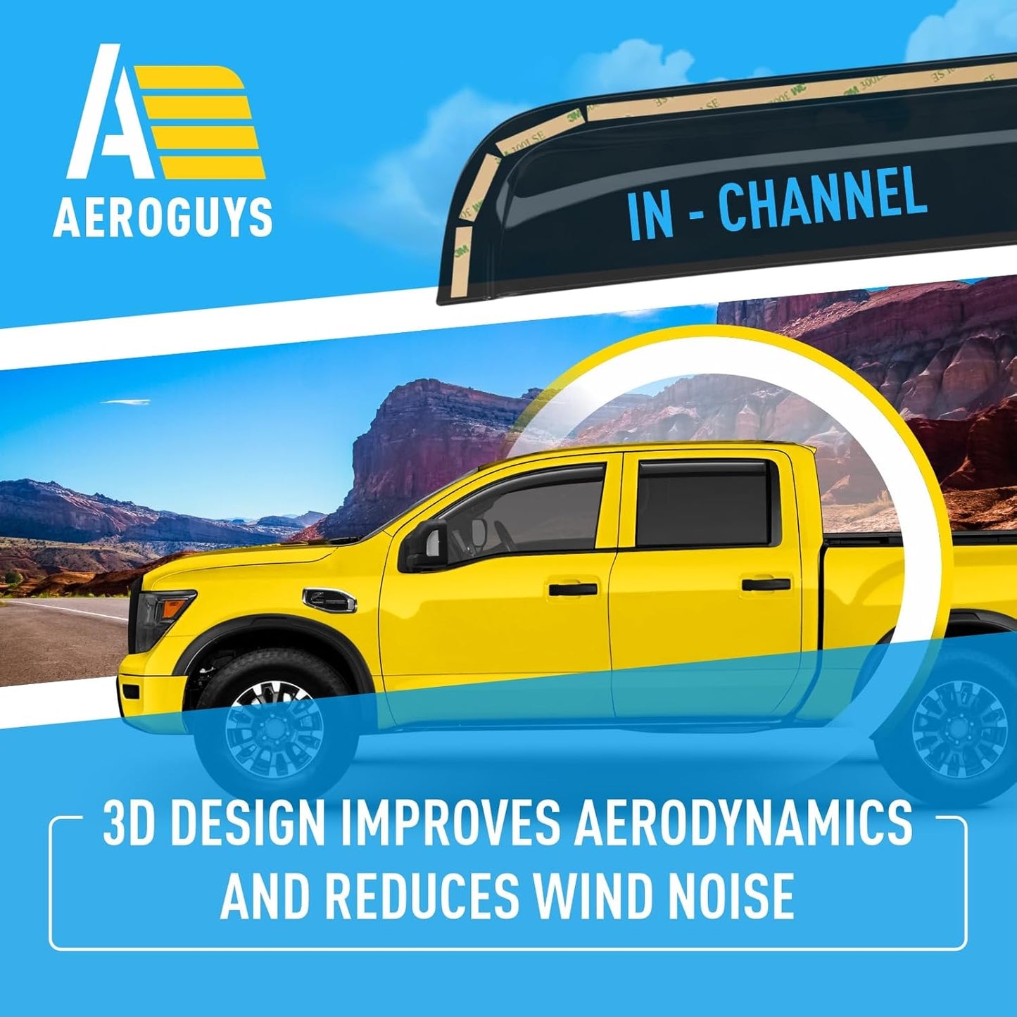 Extra Durable Window Deflectors in-Channel Window Visors Rain Guards Fit for Nissan Titan XD 2016-2025 Crew Cab, Sun Visors, Wind Vent for Shades, Exterior Car Accessories - 4pcs. AG0750