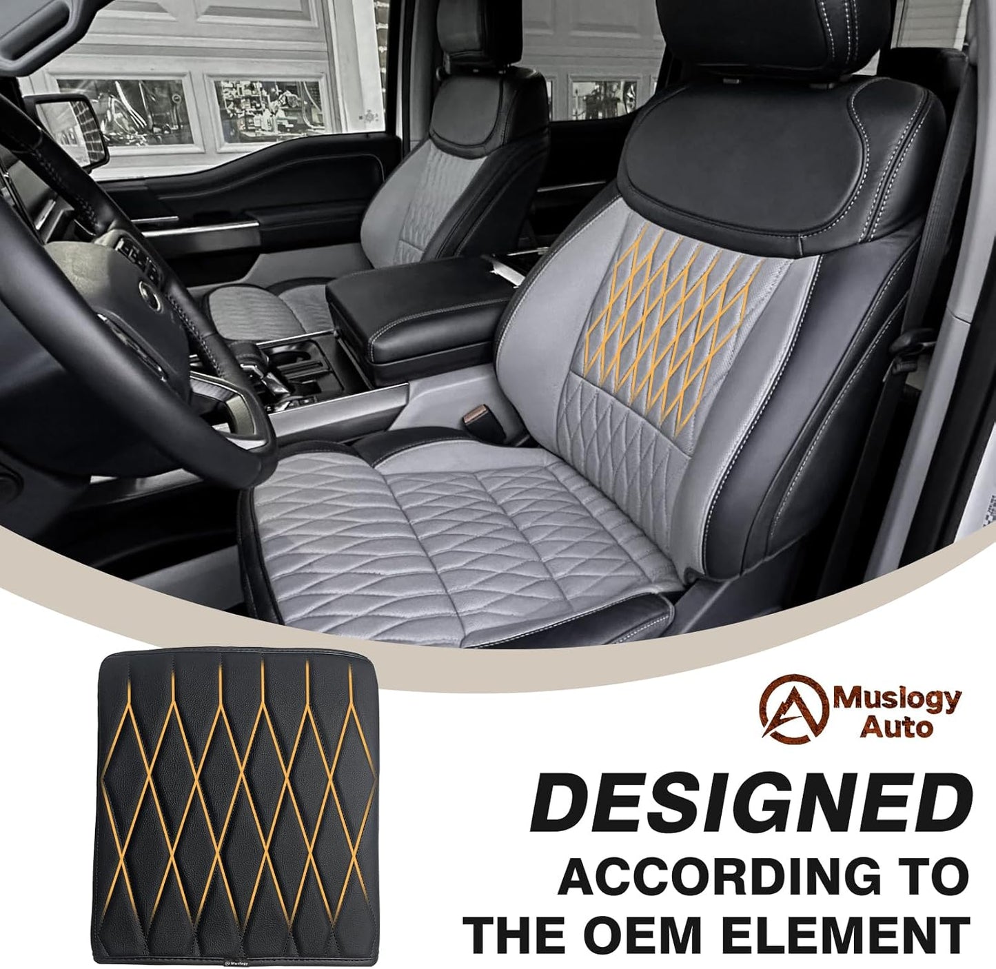 Muslogy Center Console Armrest Cover Compatible with Ford F-150 F150 2021-2025 Comfort Armrest Pad Arm Rest Cushion Vegan Leather Protector Regular Thick(WorkSurface ONLY)