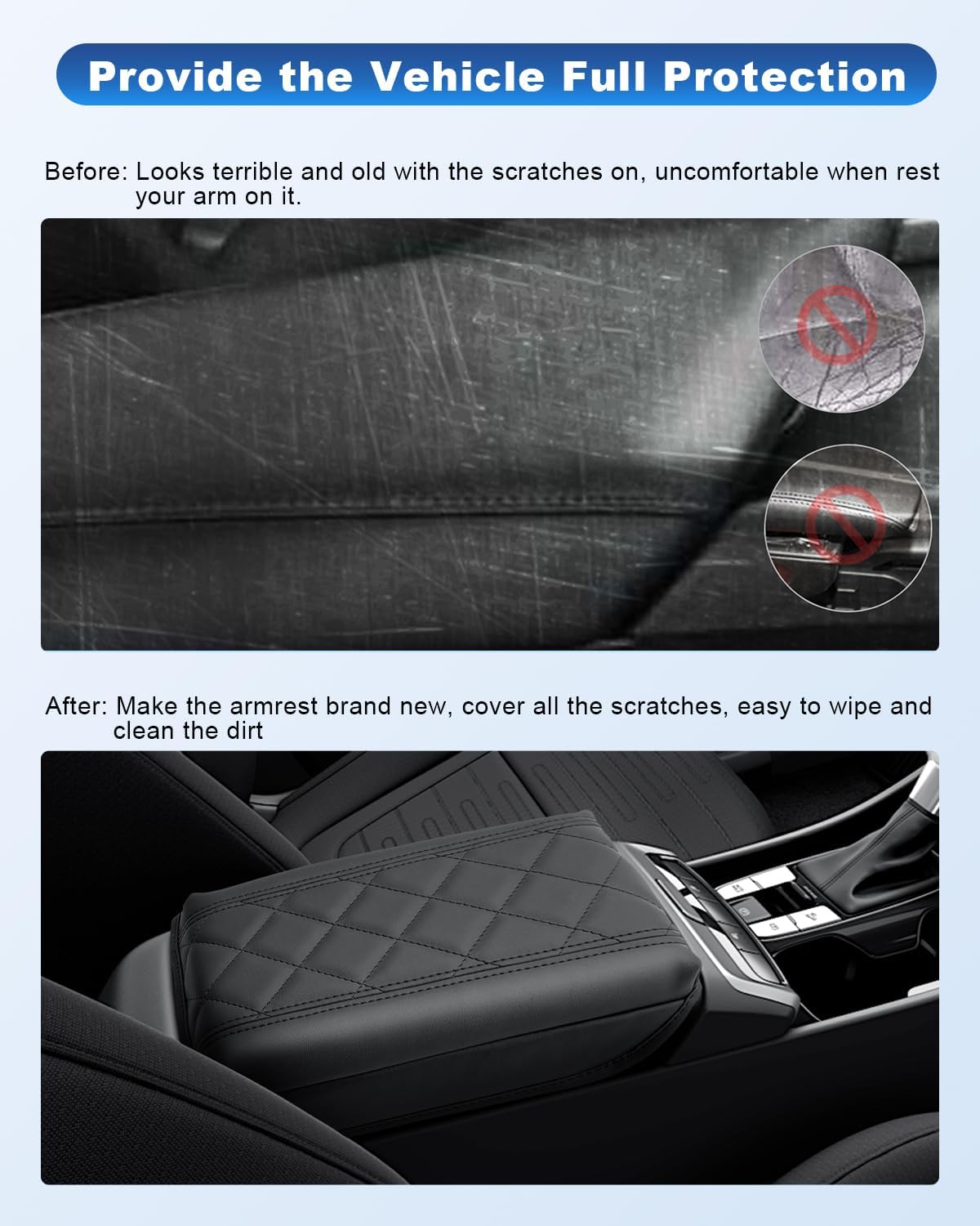 CDEFG Compatible with 2024 Hyundai Tucson Center Console Cover for 2022-2024 Santa Cruz Accessories Armrest Cover 2022-2024 Hyundai Tucson Hybrid Middle Console Pad Arm Rest Cushion