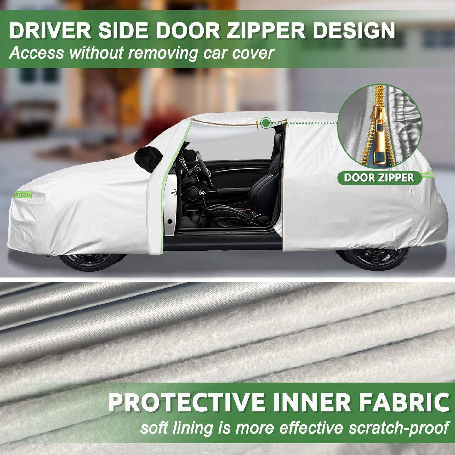 Car Cover for 2014-2025 Mini Cooper/Cooper S/Hardtop/Clubman/Countryman 4 Door,Full Exterior Car Covers for Automobile All Weather Waterproof Heavy Duty,Zipper/Cotton UV Proof Custom fit【210T Taffeta】