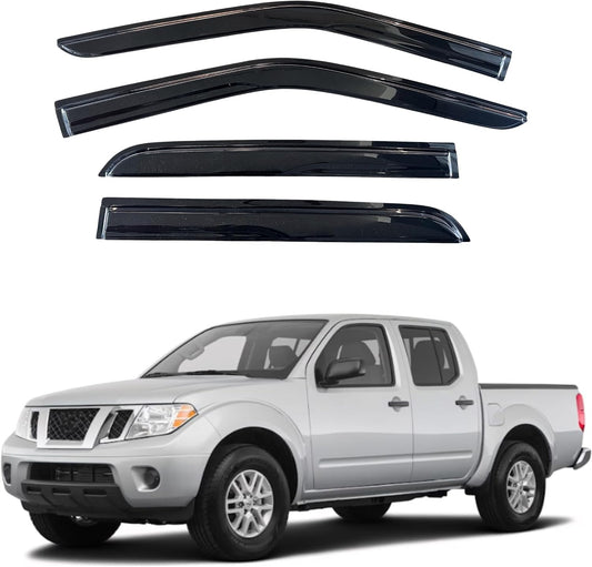 KPY Window Visor Compatible with Nissan Frontier Crew Cab 2005-2021 & Suzuki Equator Crew Cab 2009-2013, Rain Guard Side Vent Deflectors Tape-On, 2007 2008 2010 2011 2012 2014 2015 2016 2017 2018 2019