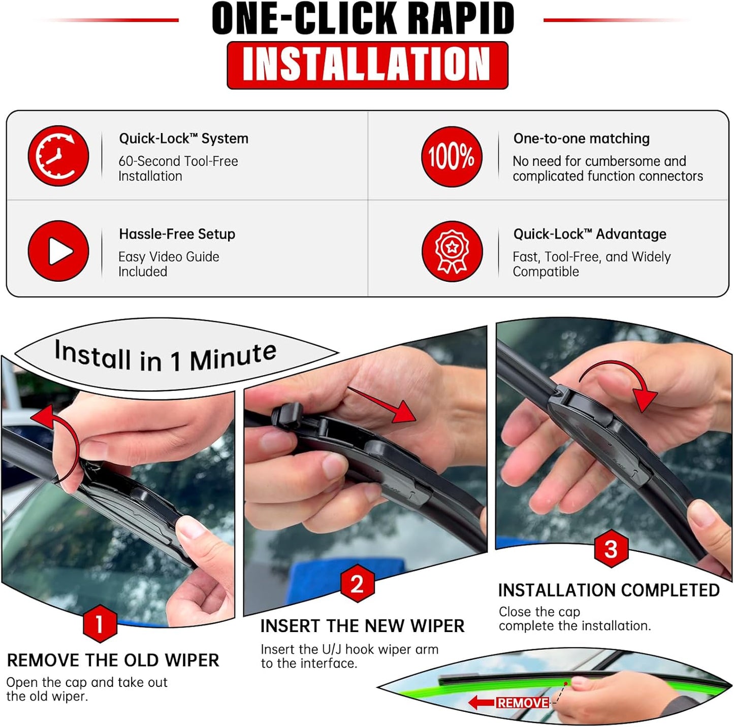 Windshield Wiper Blades Replacement for 2009-2016 Nissan Murano Original Factory Quality Front Rear Wipers Blade Set for My Car - 26" 16" 12" (Pack of 3)