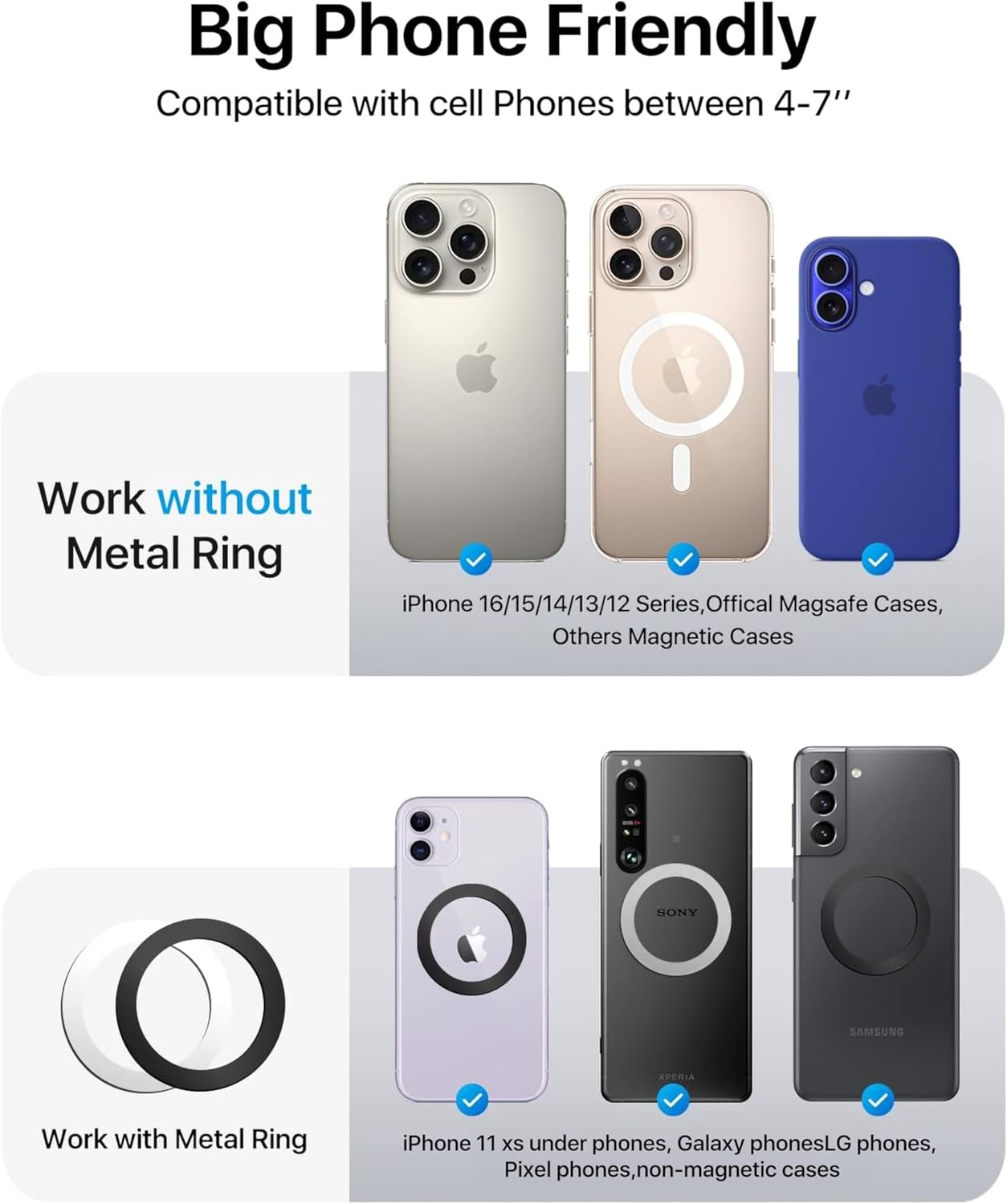 andobil Magnetic Phone Holder for Car Vent Suitable for iPhone 16/15/14 Grey