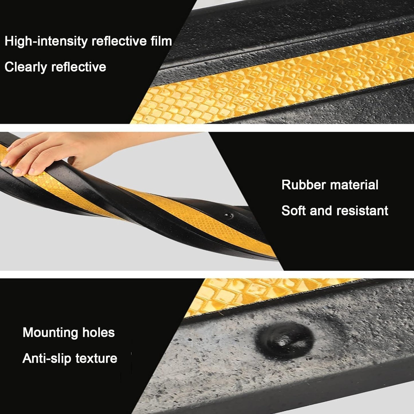 Workshop Rubber Protector, Reflective Floor Garage Edge Corner Guard, 1cm Thick