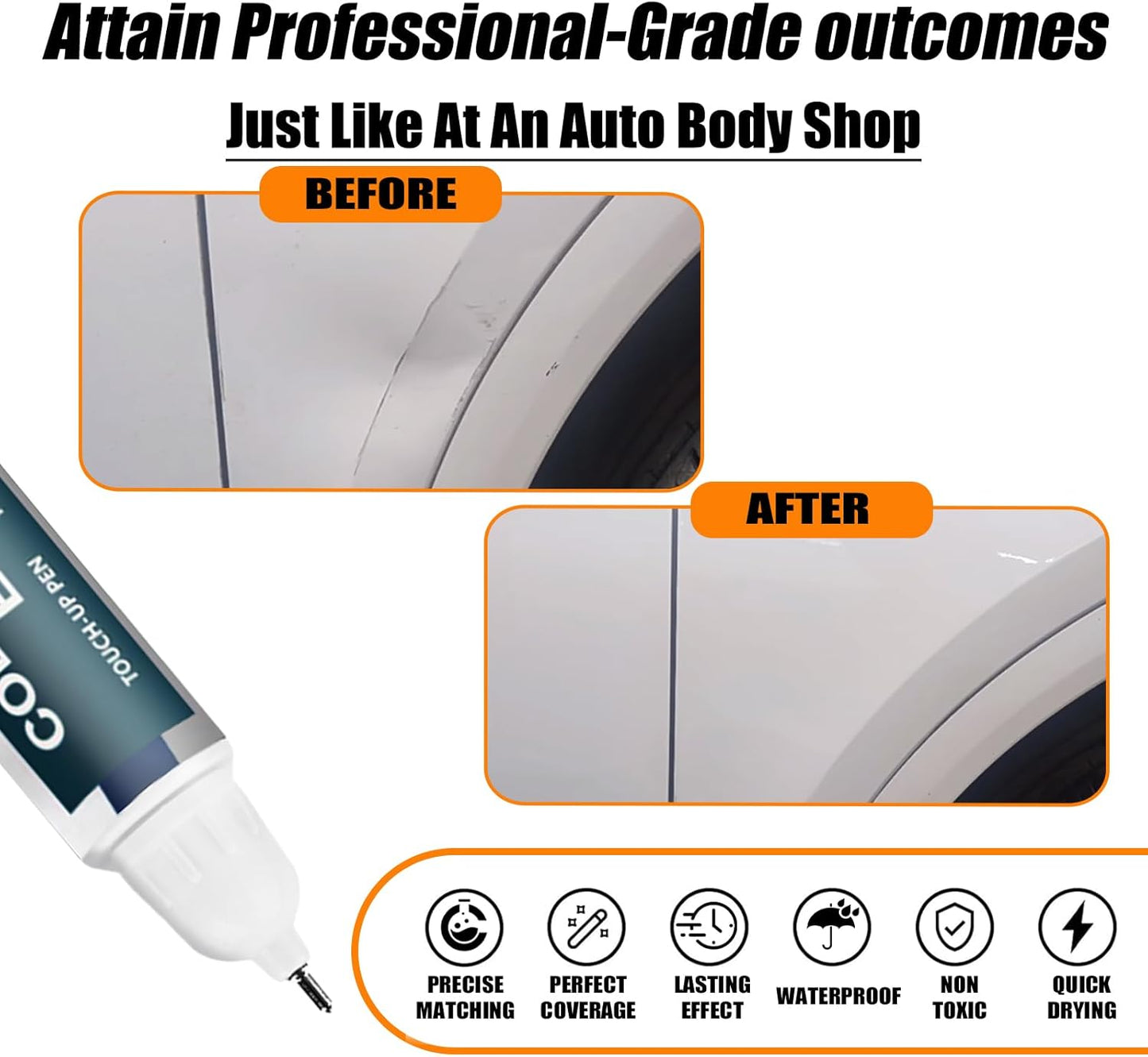 Ibis White(LY9C/T9) Touch Up Paint Compatible with Audi, Car Paint Pen Scratch Repair Two-In-One Touch Up Paint, Premium Car Scratch Remover for Deep Scratches