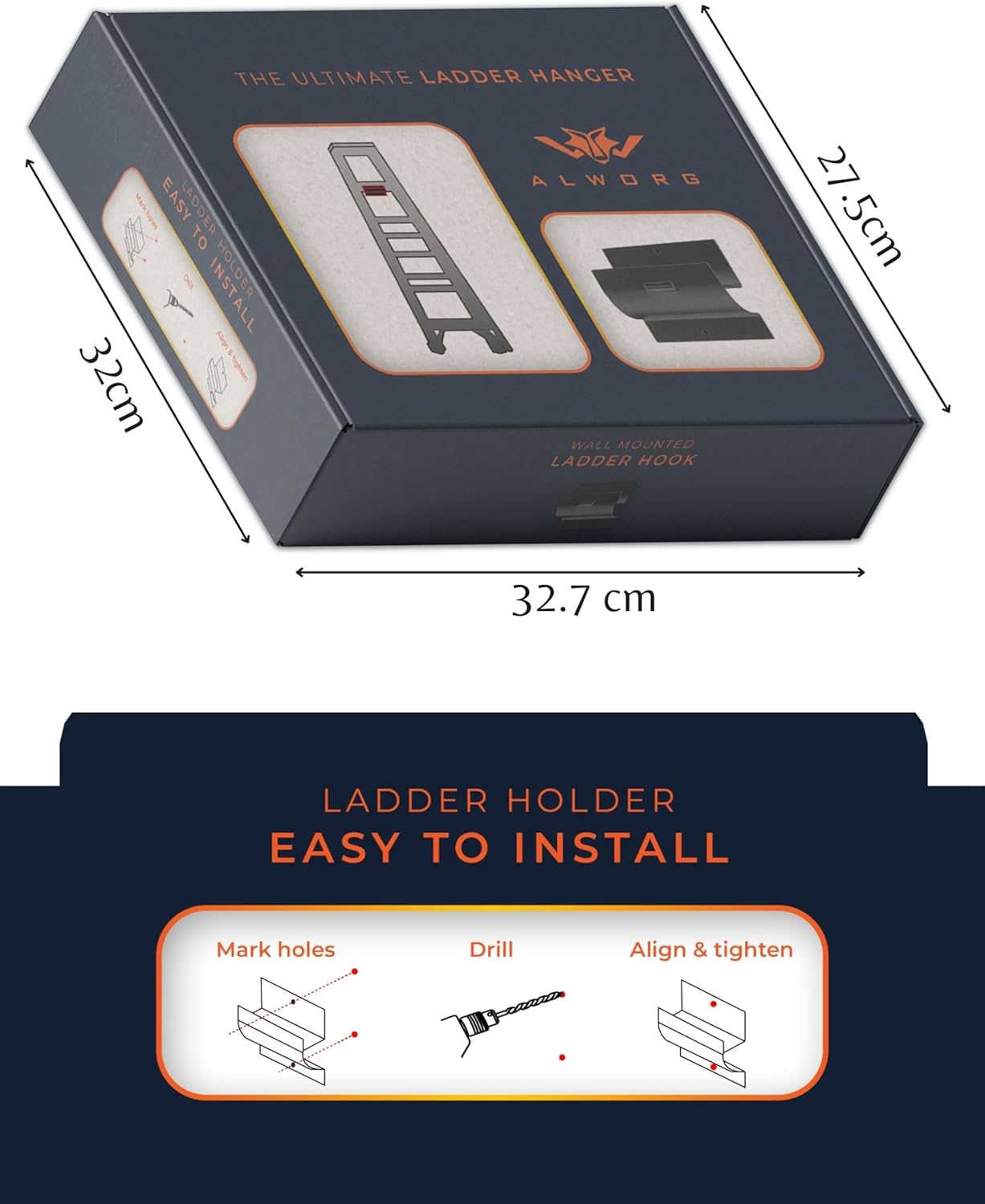 Ladder Hook - Black Heavy Duty Ladder Brackets for Garage Wall - Utility Hook for Wall Mount Ladder Storage, Folding Chair - Tool Holder to Organize Garage and Shed