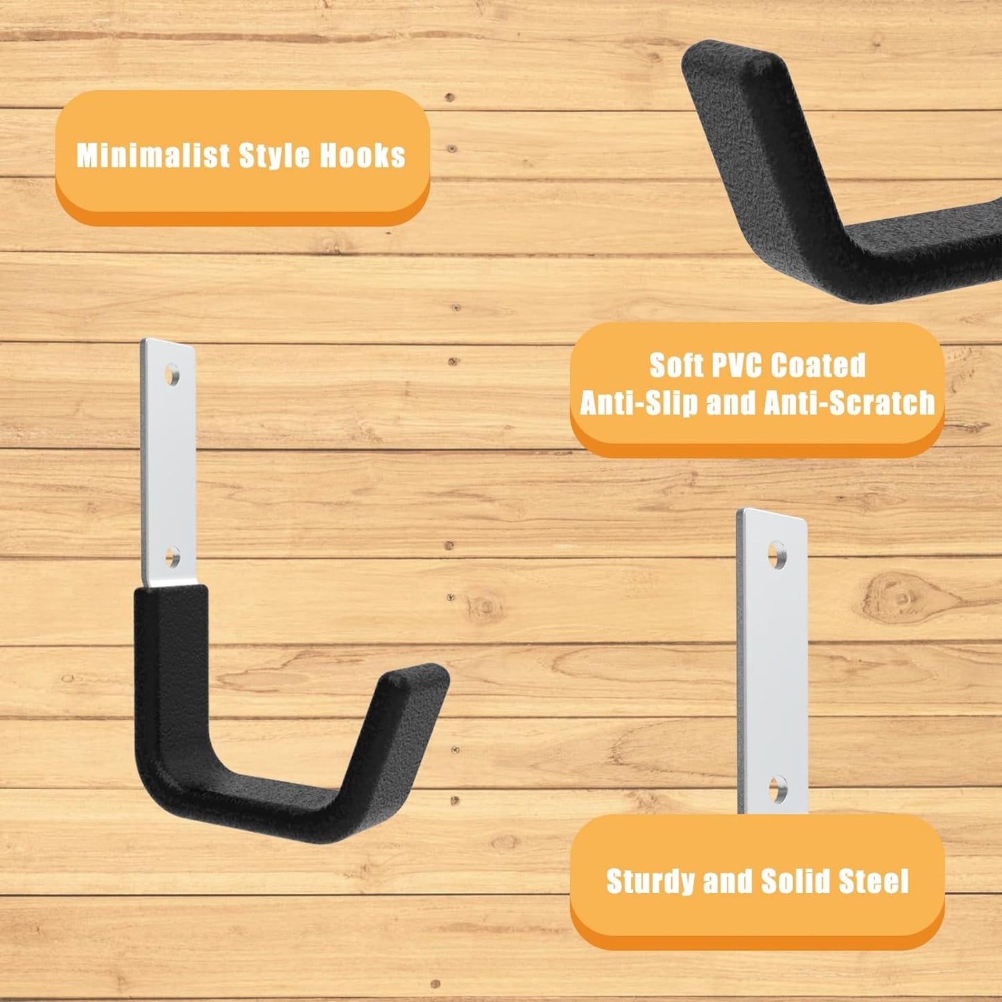 Heavy Duty Utility Hooks for Storage Wall Mount,Garage Wall Hooks for Hose, Bike, Ladder, Chainsaw, Leaf Blower Hanger (8 Small)