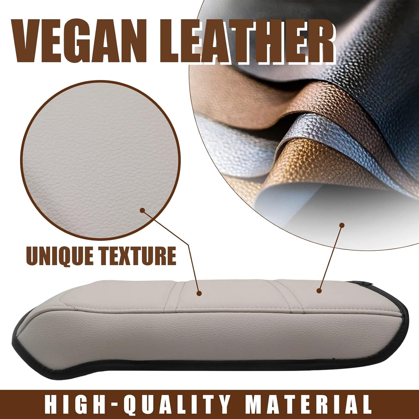 Muslogy for Acadia 2017-2023 Center Console Pad Armrest Seat Box Cover Vegan Leather Cushion Pad Interior Accessories Armrest Lid Protector Extra Soft Compatible with GMC Acadia 2023 2022-2017 (White)