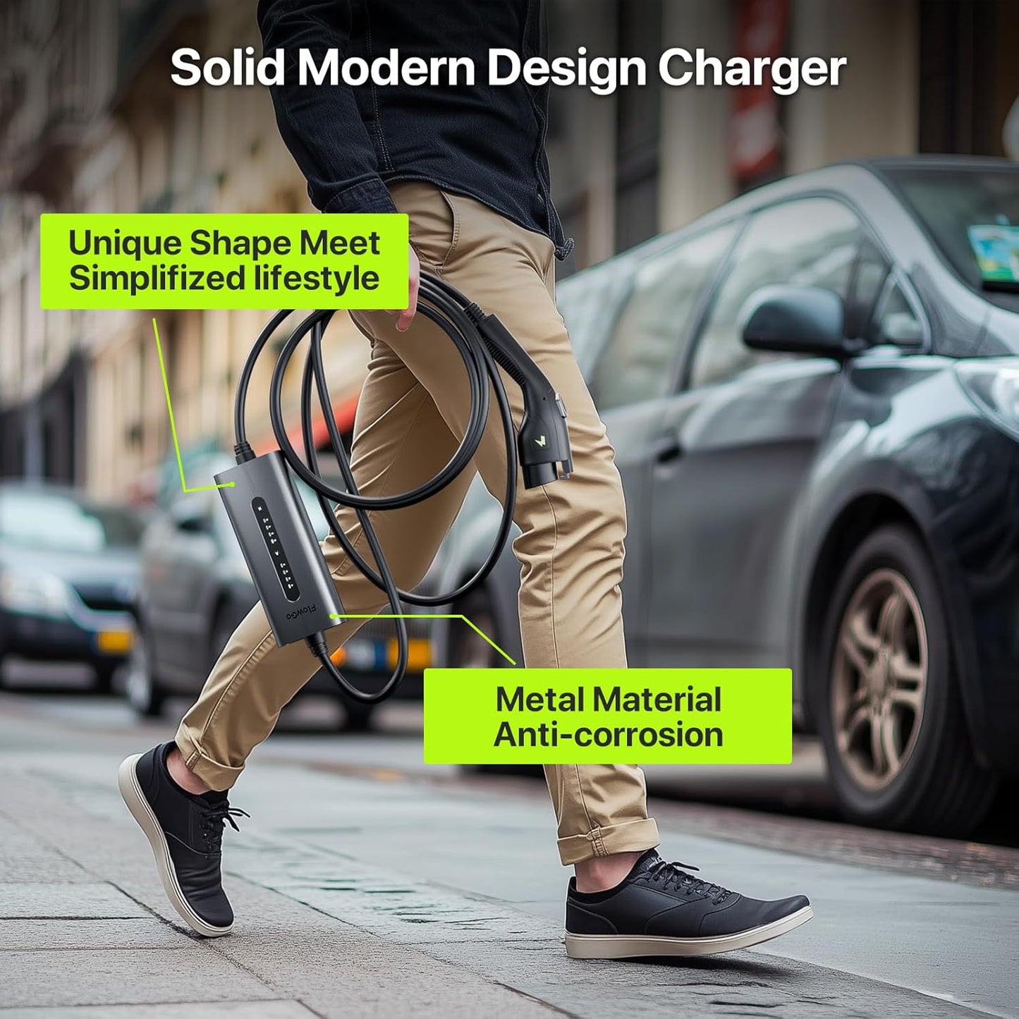 Level 2 EV Charger 40A J1772 Connector 9.6KW Electric Car Charger 240V with 14-50 Plug 25 FT Cable 15-40 Amps Adjustable Current Mobile Vehicle Charging Station for All EVs