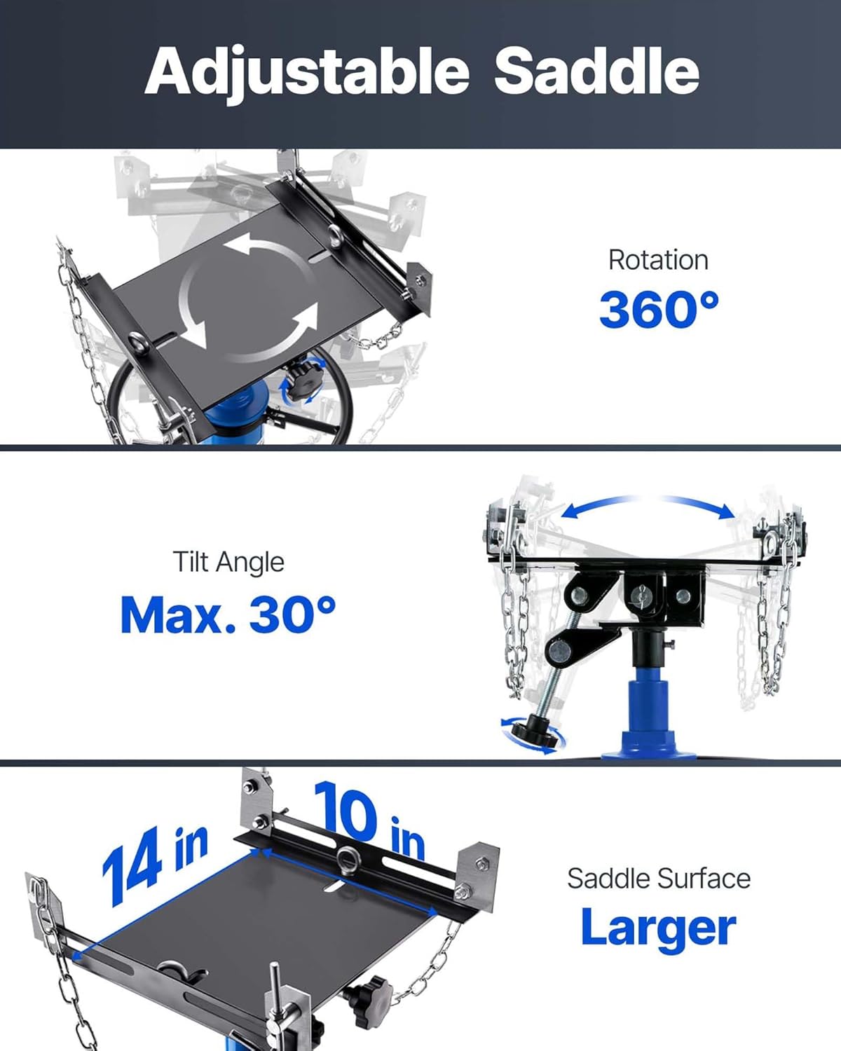 VEVOR Transmission Jack, 33"-67" High Lift, 1100 lbs Hydraulic Telescoping Transmission Jack, 2-Stage Transmission Stand 1/2 Ton Capacity with Foot Pedal, 360° Swivel Wheel, Garage/Shop Lift Hoist
