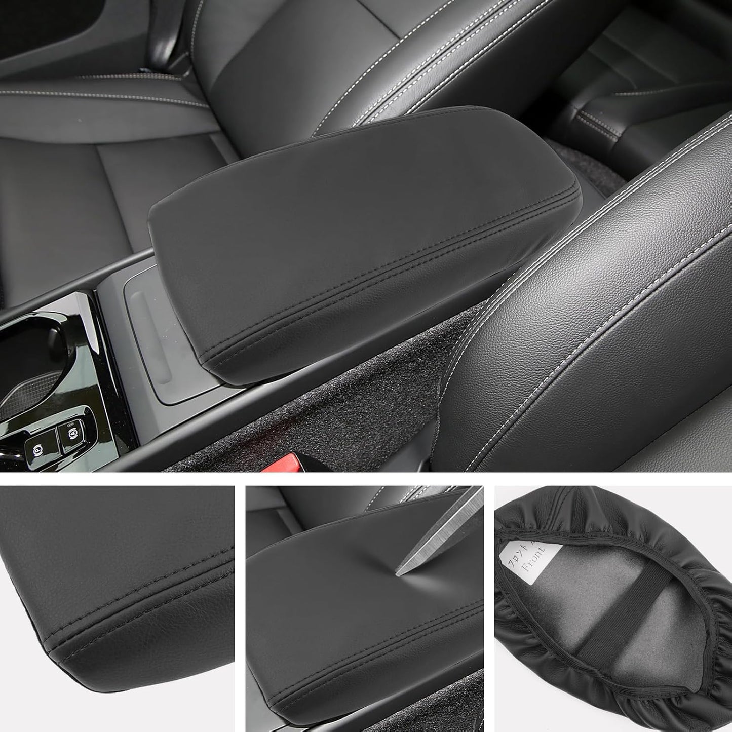 SXCY for 2025 XC40 Armrest Cover for Volvo XC40 2018-2025 Accessories 2025 XC40 Center Console Cover 2025 XC40 Middle Console Cover (Black Line Thin Cover)