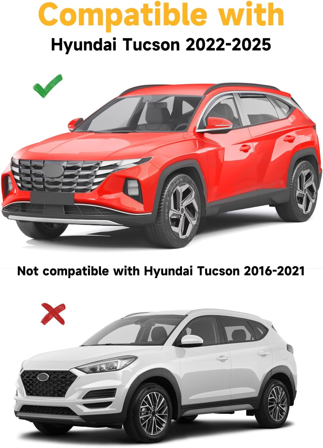 in-Channel Window Rain Guards Fit for Hyundai Tucson 2022 2024 2023 2025 Extra Durable Window Deflectors Window Visors Vent Shades Vent Visors Car Accessories-4 pcs Q24