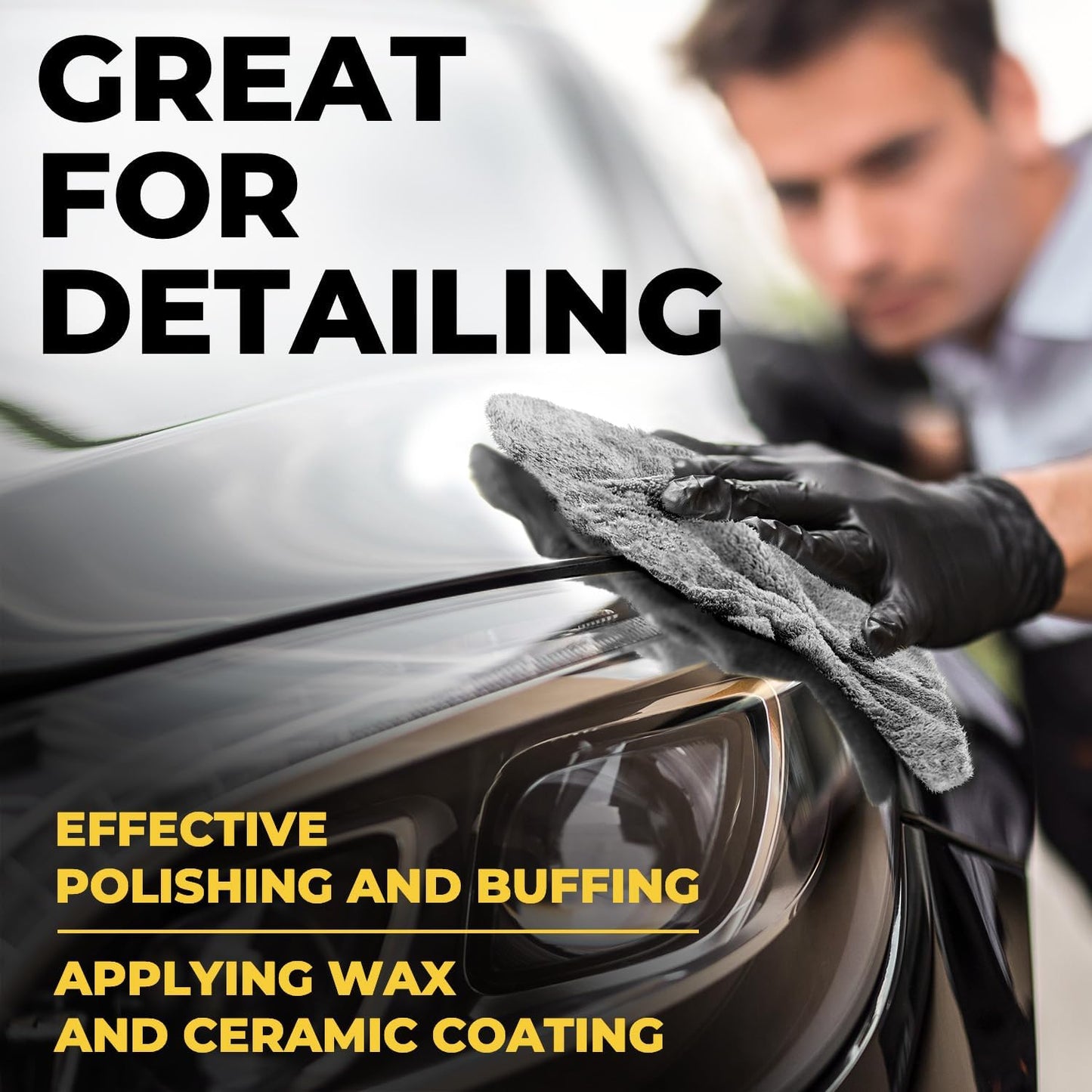 Edgeless Microfiber Towels for Cars – 6pk (12”x12”) - 540 GSM - Super Soft Detailing & Buffing – Scratch-Free & Absorbent Microfiber Cleaning Cloths for Car Polishing