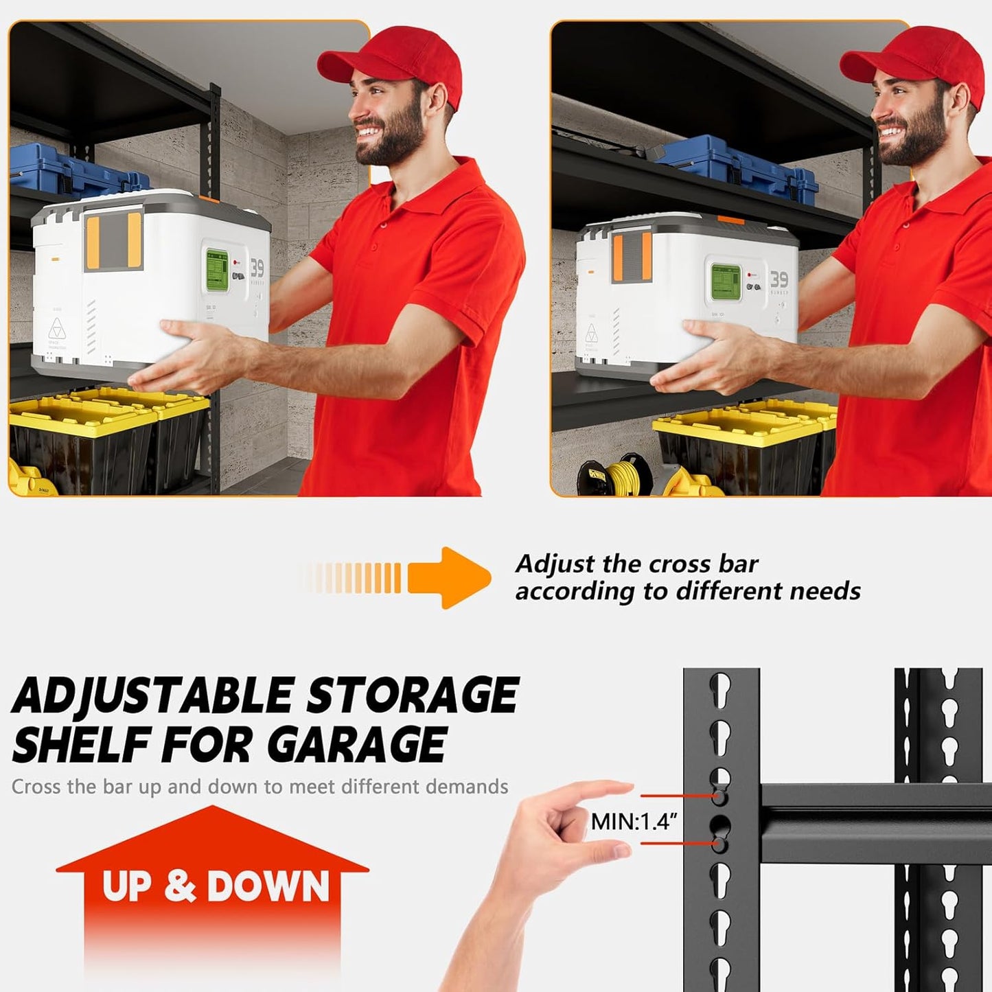 Heavy Duty Garage Shelving Unit 3000LBS, Adjustable 5-Tier Storage Rack with Boltless Design, 48" W*18.9" D*72" H Metal Shelves for Basement, Garage & Warehouse Storage