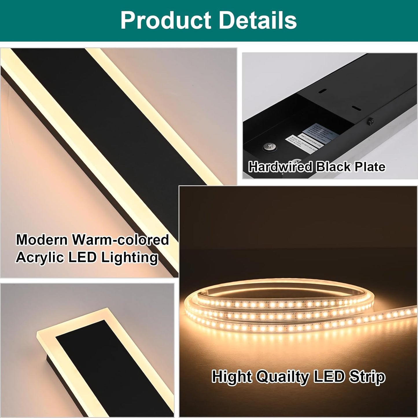 2 Pack Outdoor Wall Light for Porch,32 inch Modern Led Long Wall Lights Fixture,Dimmable Exterior Linear Lighting for House,Outside LED Long Lights for Patio,Garage