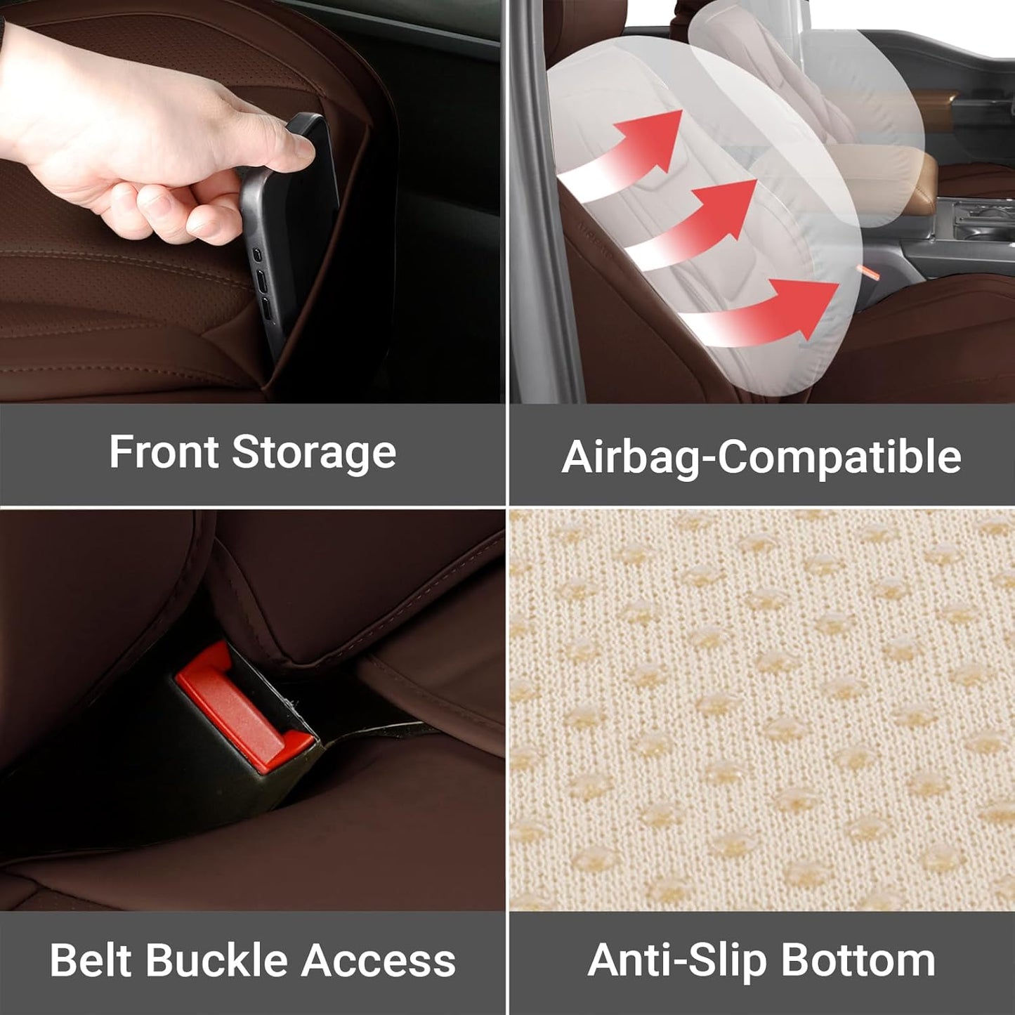 Coverland Custom Car Seat Covers Compatible with 2016-2025 Titan Crew Cab - Premium Leather Non-Slip Memory Foam Waterproof Cover Interior Protector Full Set-Dark Brown [See Size Chart-Size X118]