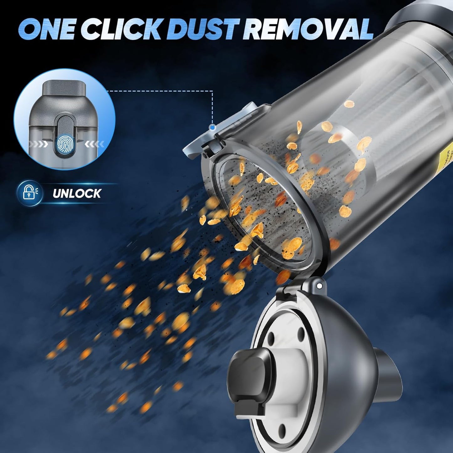 Saker Car Vacuum Cleaner Portable Cordless 14000PA,3 in 1 Handheld Car Vacuum with Brushless Motor One-Click Dust Removal for Cars,Office and Home Cleaning Dark Gray Silver