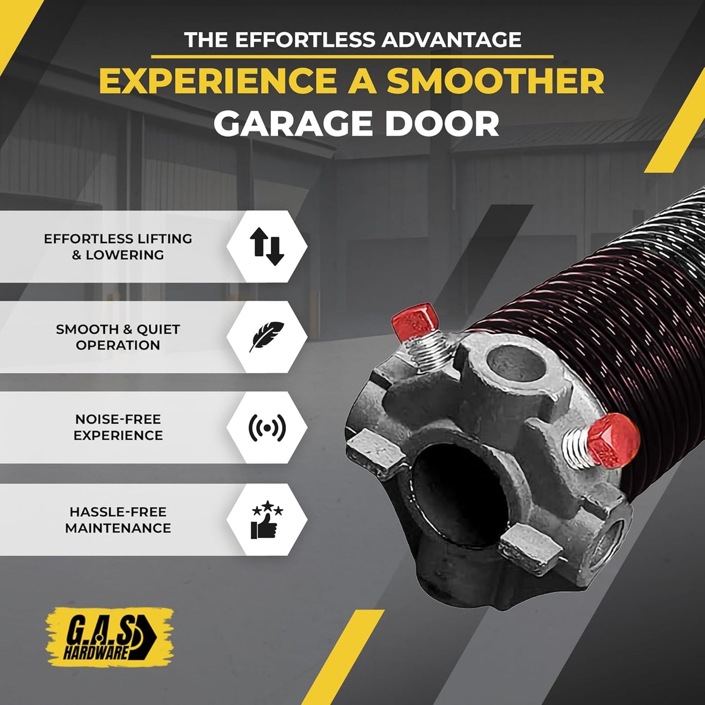 Garage Door Torsion Spring 234x1.75x31 Includes 1” Steel Bearing, Non-Slip Gloves, and Winding Bars for Left Side of Garage Door Precision E-Coating 5-Year Warranty Min. 30,000 Cycles (Red Cone)