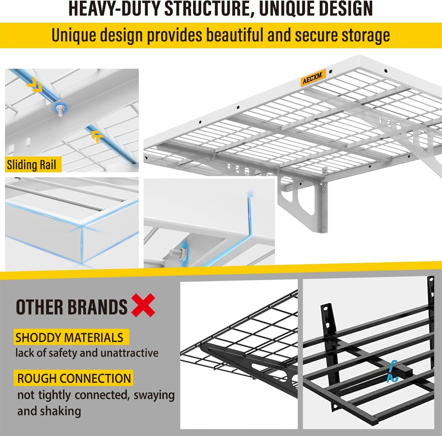 2x3ft 2Pack Wire Shelving Unit Heavy Duty Garage Storage Shelves Wall Mounted White 560lbs Load Capacity（24-inch-by-36-inch）