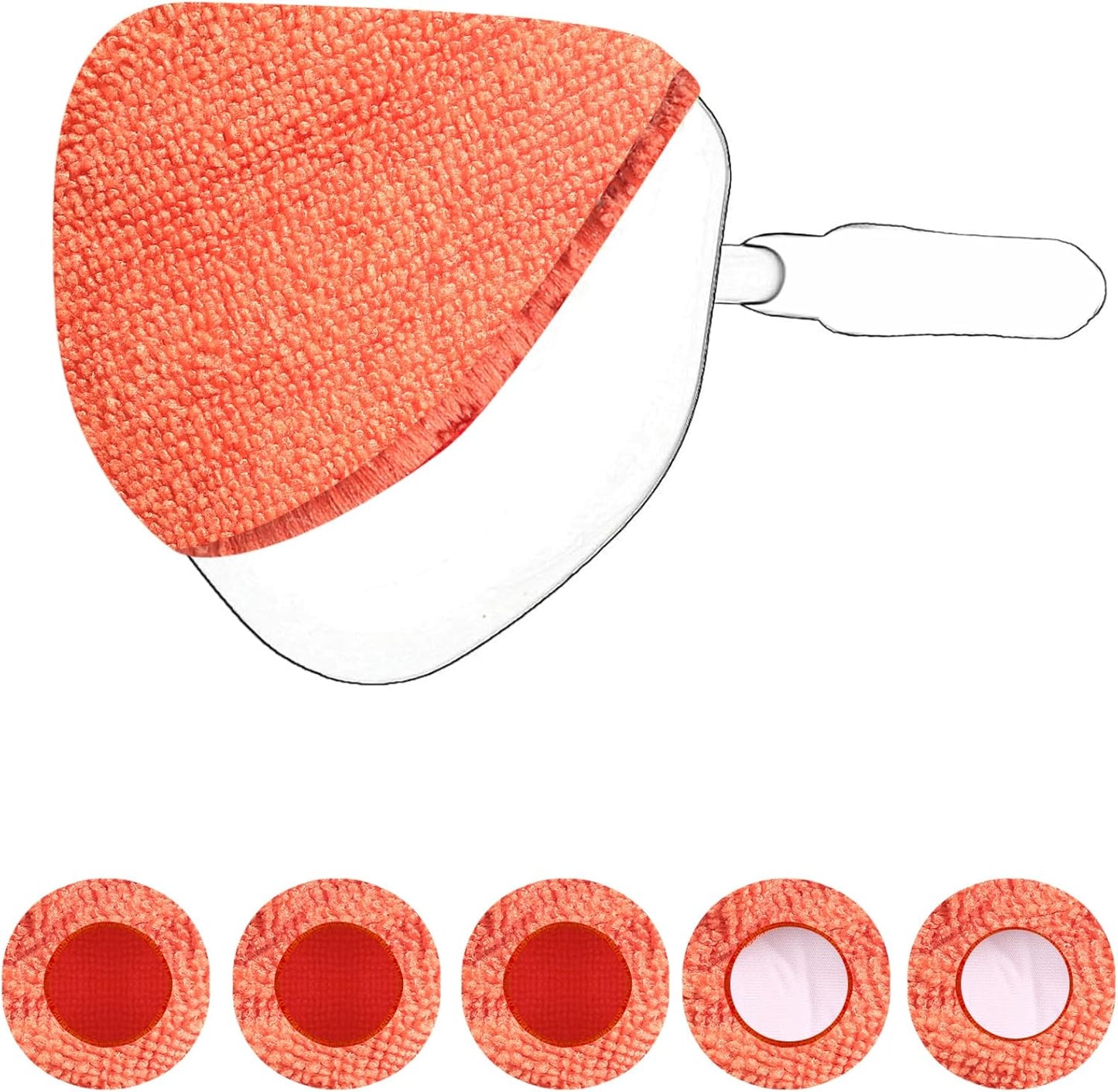 XINDELL 5 Pack Microfiber Pads – Replacement Heads Cover for Xindell Windshield Cleaner Tools. Washable & Reusable Triangle Pads (Red). Fits Window Reach Tool - Handle Not Included