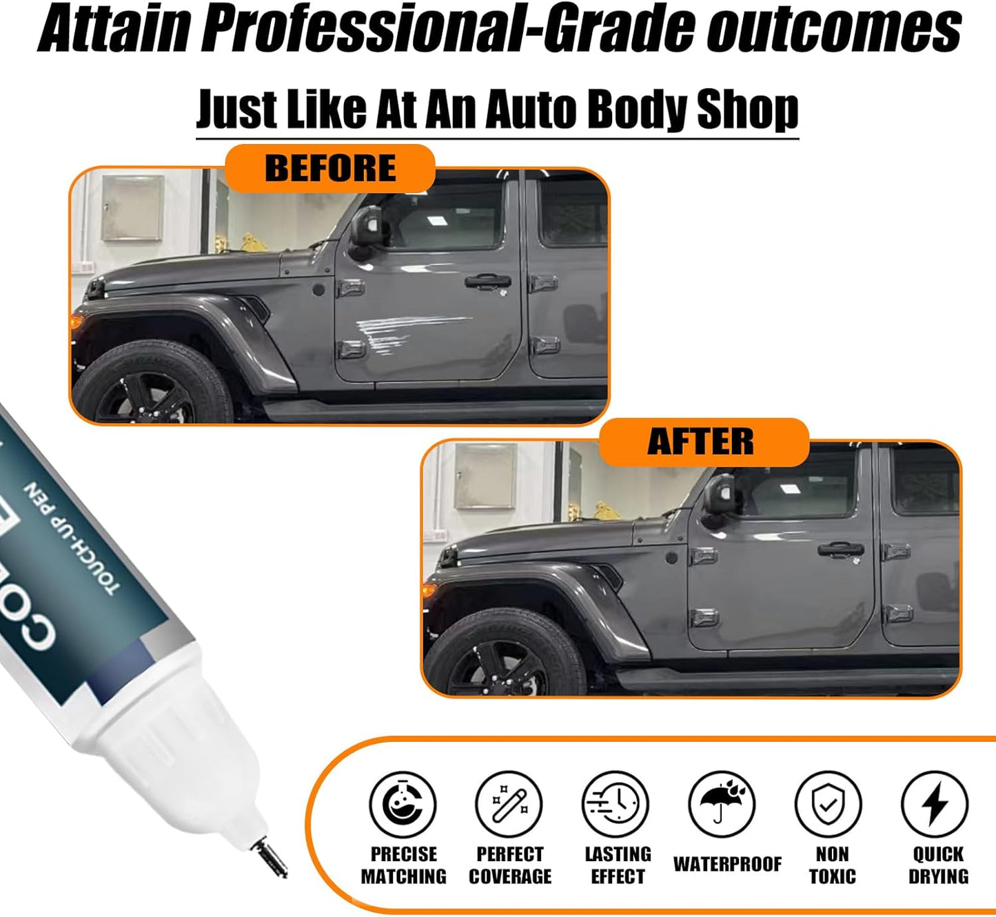 PAU/LAU Granite Crystal Metallic Touch Up Paint for Jeep, Car Paint Pen Scratch Repair Two-In-One Touch Up Paint, Premium Car Scratch Remover for Deep Scratches