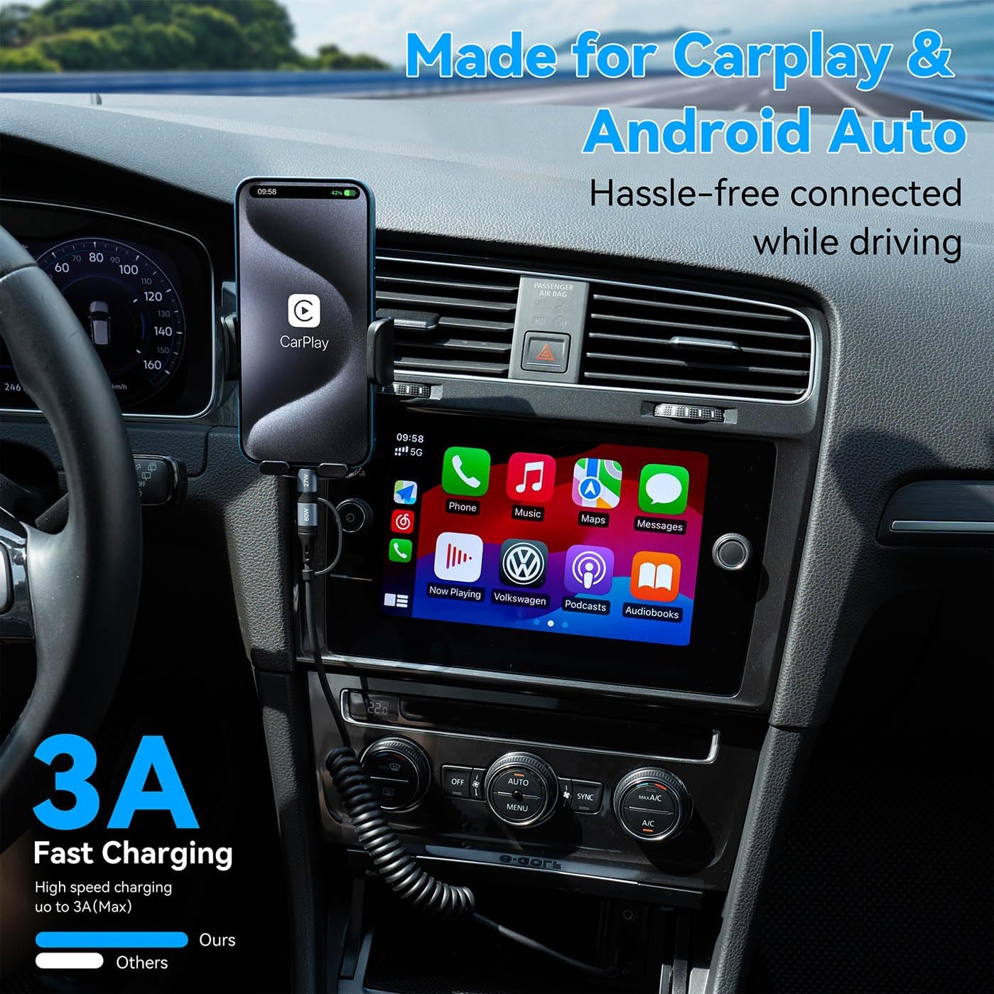 Coiled Lightning Cable [2Pack 4FT] 4 in 1 Multi Charging Cable 60W Fast Charging Retractable Charger Cord for iPhone 15/14/13/12/11 Pro Max/XS MAX/XR/XS/X/8/7/6 Plus/iPad/AirPods/MacBook/CarPlay