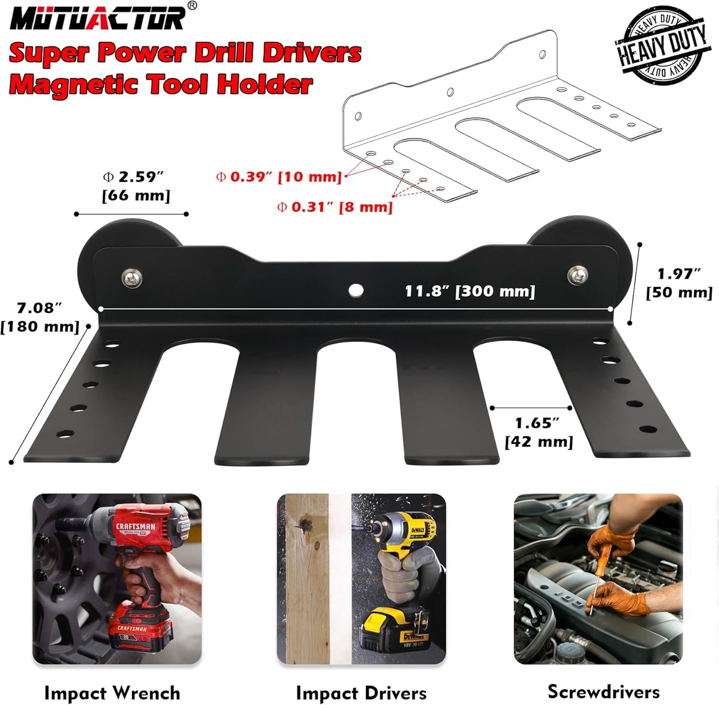 MUTUACTOR Super Power Tool Organizer Heavy Duty,Magnetic Mount Drill Holder Tool Storage,Anti-slip Magnetic Impact Drilling Driver Wrench Holder for Indoors Installation Repair Fixing