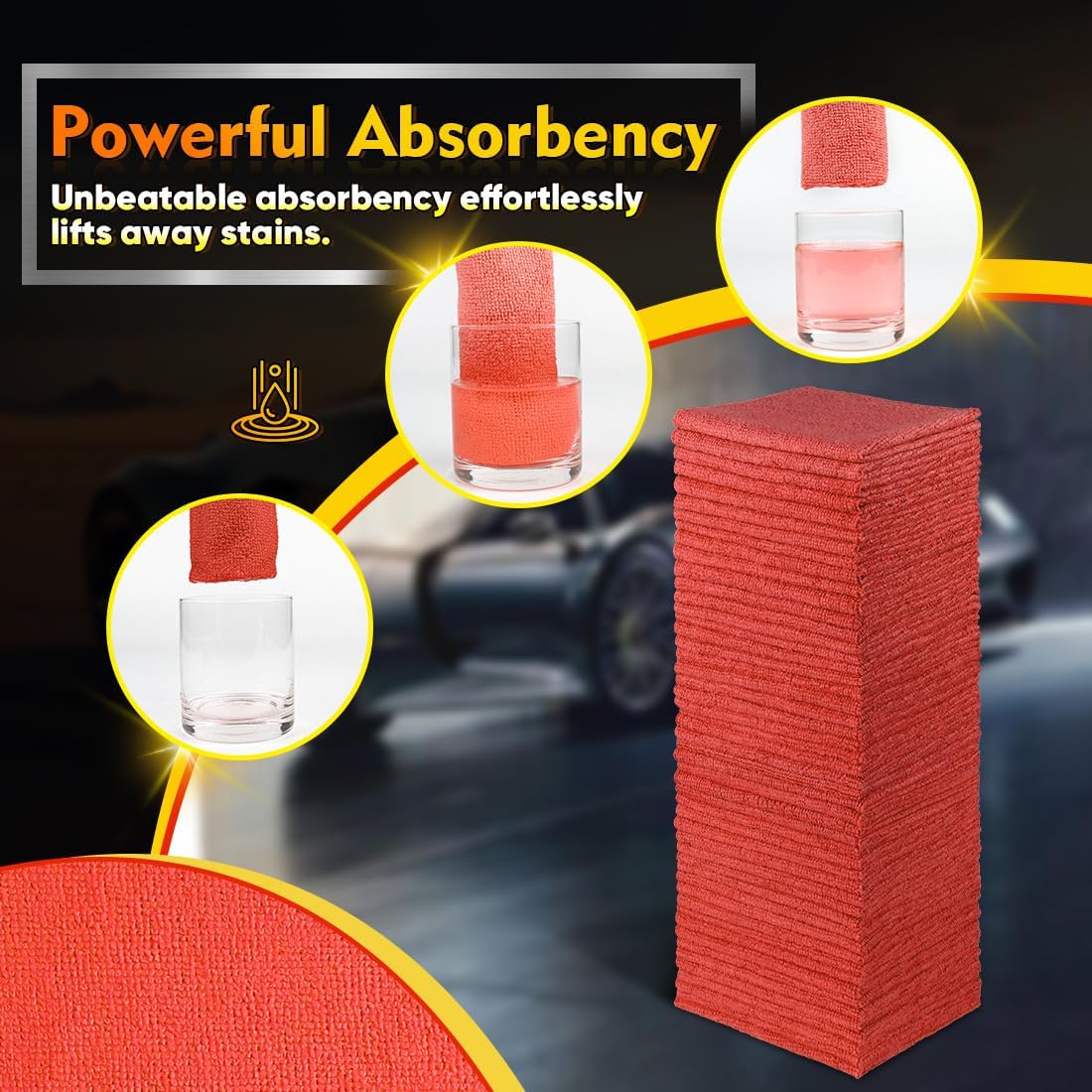 HOMEXCEL Red Shop Towels 100 Pack, Reusable Microfiber Cleaning Cloth Bulk, Multipurpose Microfiber Towels for Car, House and Kitchen, Highly Absorbent Cleaning Rags 11.5 x 11.5 inch