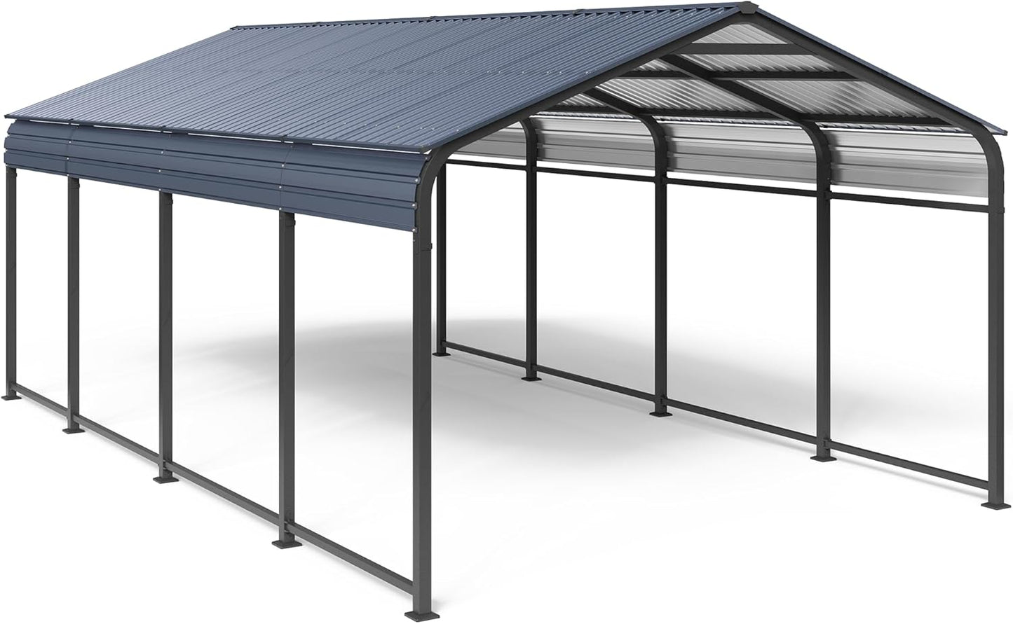 OC Orange-Casual 12 x 20 FT Metal Carport, Outdoor Heavy Duty Steel Canopy, Garage Car Shelter Shade with Metal Roof, Patio Car Tent for Car,Truck and Boats, Dark Gray