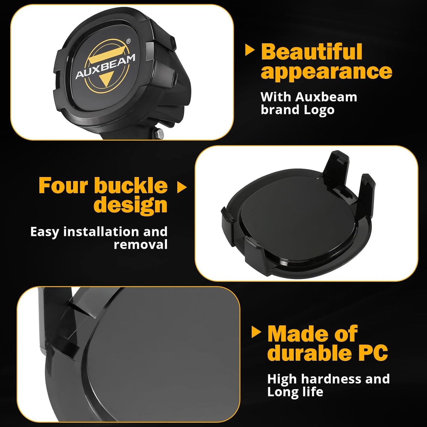 Auxbeam 4 inch LED Pod Covers, 2PCS Black Round Offroad Driving Work Lights PC Protective Covers, Light Bar Lens Covers Waterproof Dustproof for Truck SUV ATV UTV Jeep Wrangler Motorcycle