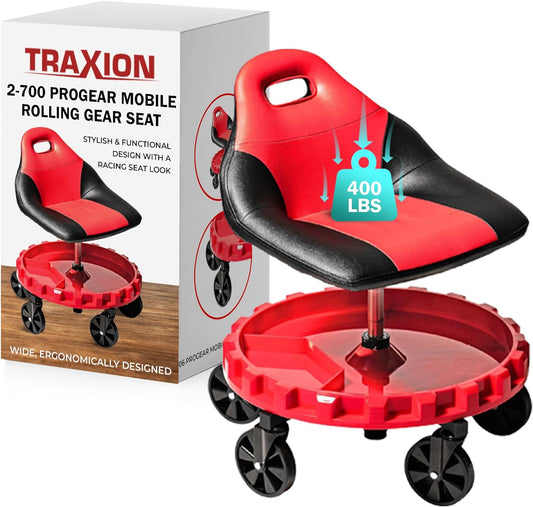 Traxion 2-700 ProGear Mobile Rolling Gear Seat W/Equipment Tray and Five All-Terrain 5" Casters