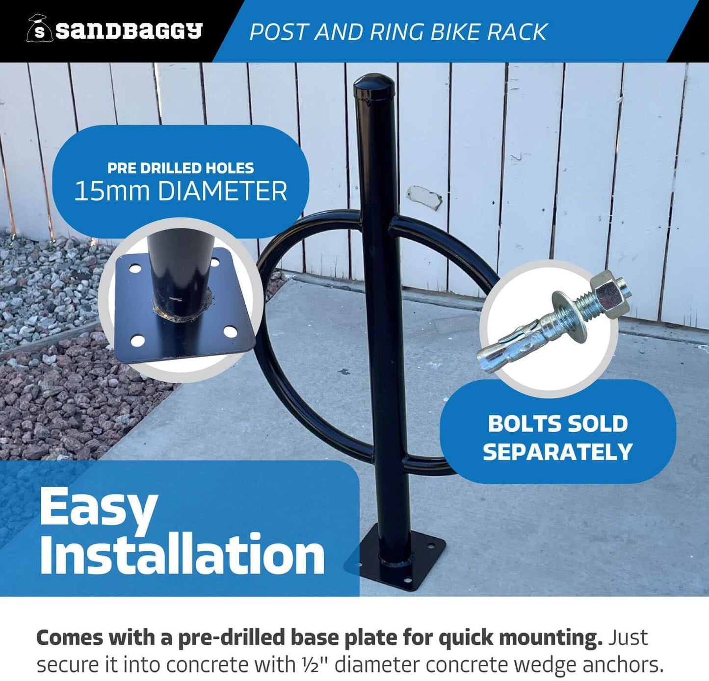 Sandbaggy Commercial Bike Racks - Galvanized Steel - Anti-Theft Design - In Ground, Apartments, Sidewalks, Industrial