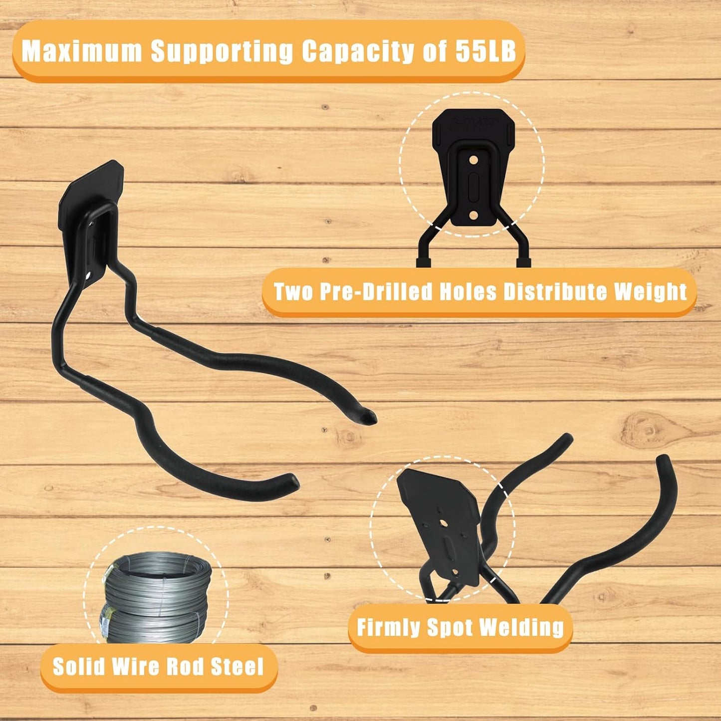 Power Tool Hanger, Garage Wall Hooks, Utility Hooks for Garage Tool Organizers and Storage (4 Pack), WEH01