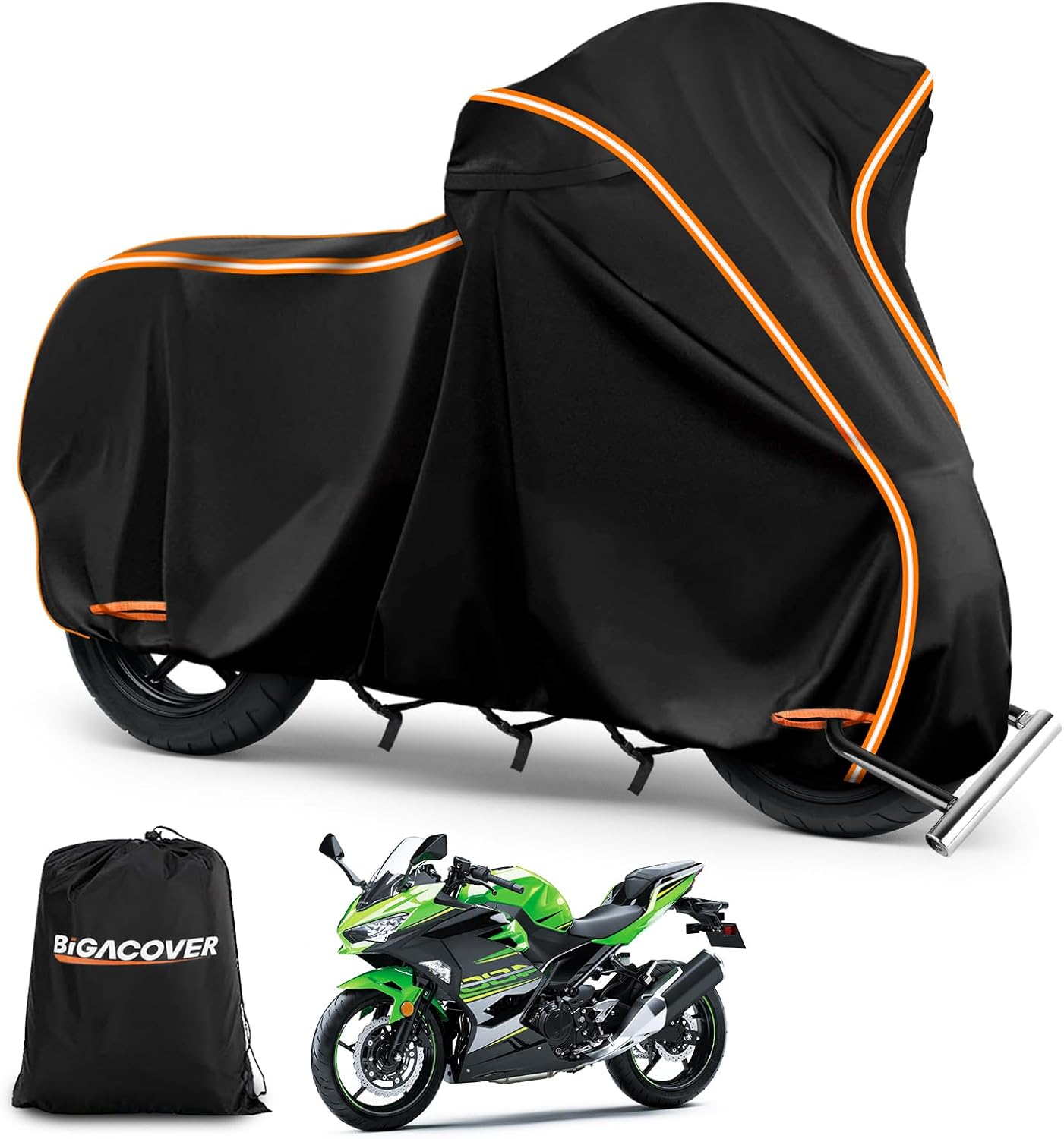 420D Motorcycle Cover for Kawa Ninja 400 500 650 Z900 Zx6r/Yamaha R1 R3 R6/BMW F 900R Street Without Trunk Models,Outdoor Bike Cover Windproof Heavy Duty Waterproof Protection