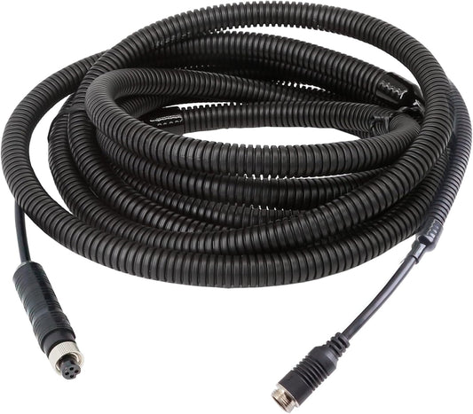 4 Pin Backup Camera Cable with Corrugated Tube Cover, 4 Pin Aviation Extension Cord, Weatherproof, Compatible with Rearview Camera Systems, Radar DVRs, CCTV Security Systems(10FT/3M)