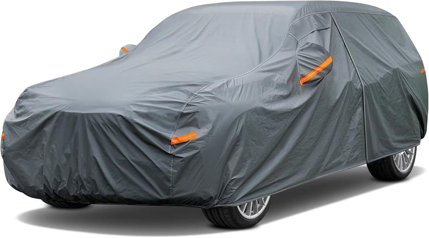 16 Layers Heavy Duty SUV Car Cover Waterproof All Weather, Universal Fit Ford Explorer, Toyota Highlander, Kia Telluride, Hyundai Palisade, Honda Pilot, Dodge Durango, GMC Acadia etc.